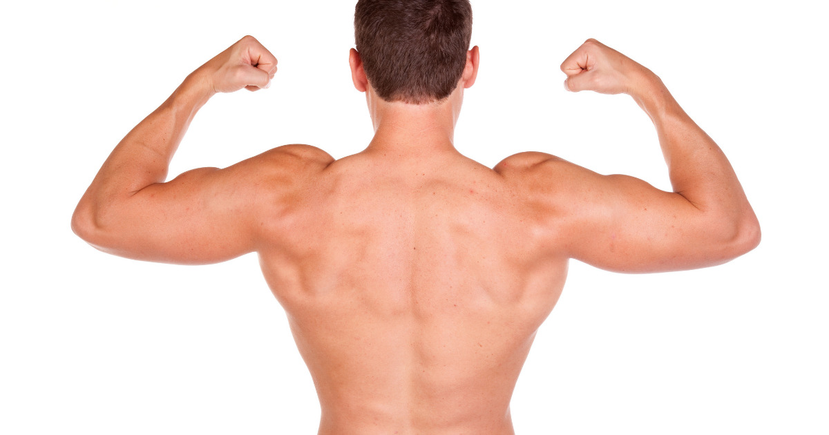 背中の筋肉を強調する男性の写真